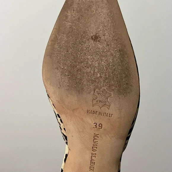 Vintage Manolo Blahnik Animal Print Slingback Heels - Picture 8 of 13